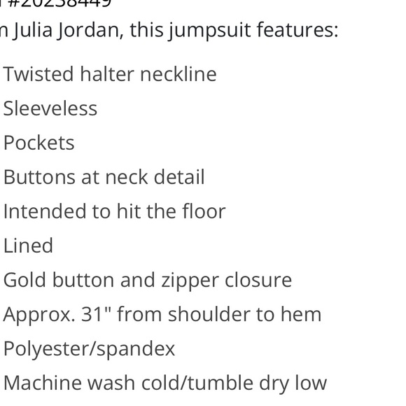 Julia Jordon Halter Twist Neck Sleeveless Pocketed Jumpsuit Wide leg Plum 14 nwt - Picture 3 of 12